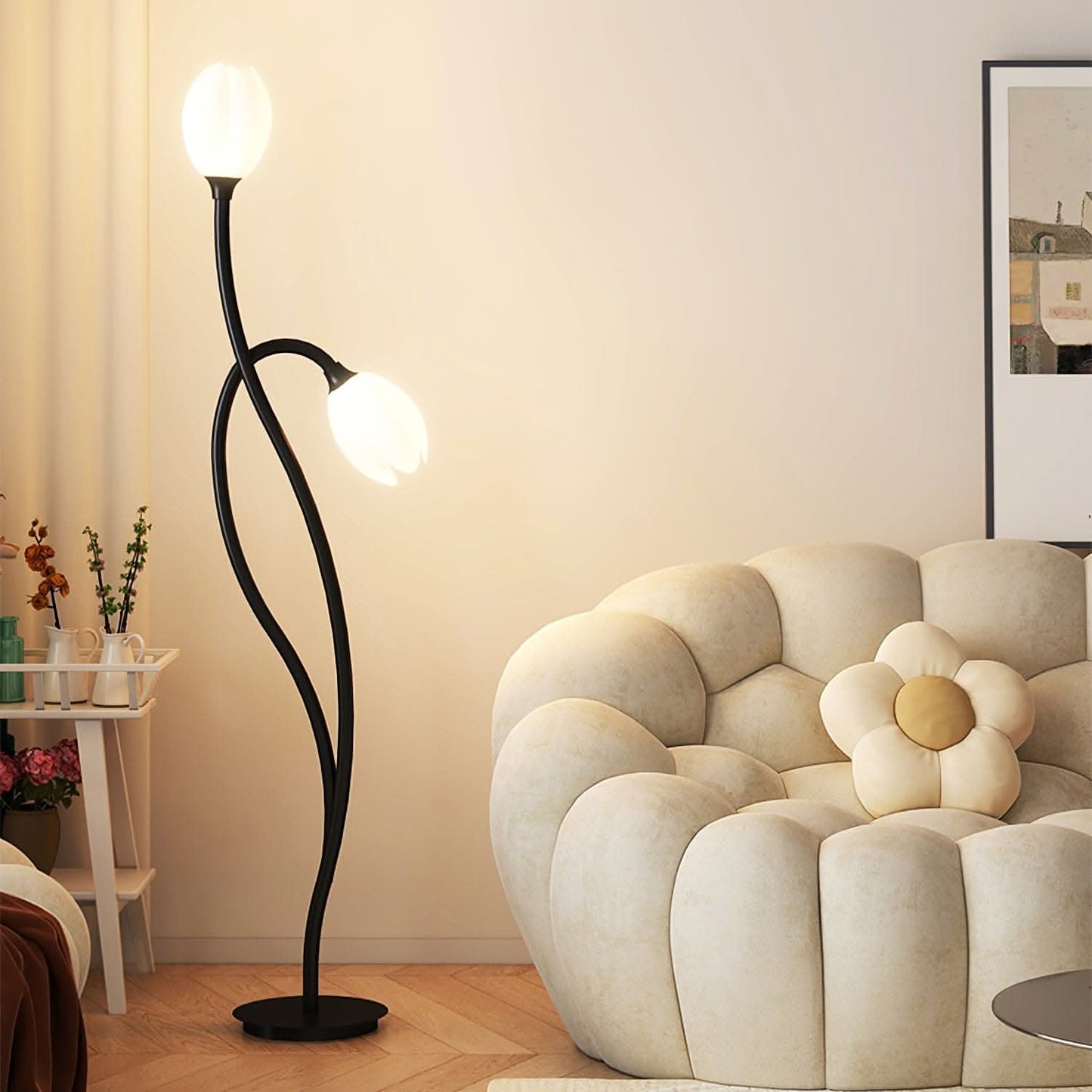 FloraGlow | Stylish Modern Flower Floor Lamp for Living Room Illumination 9