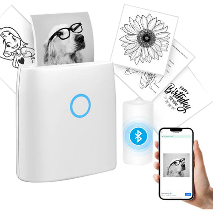 Mini Sticker Printer, Portable Thermal Printer with Bluetooth, Inkless Mini Printer for iOS and Android Phone