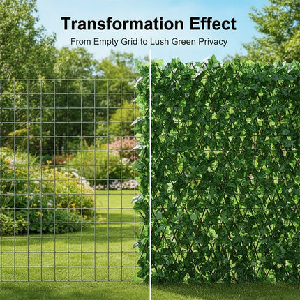 Expandable Faux Ivy Privacy Fence, Balcony Privacy Screen with Wood Lattice Frame – image 13
