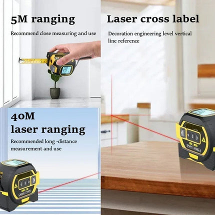 Laser Tape Measure 3 in 1, Laser Measuring Tool with Tape Measure and Cross Line Laser Level – image 5
