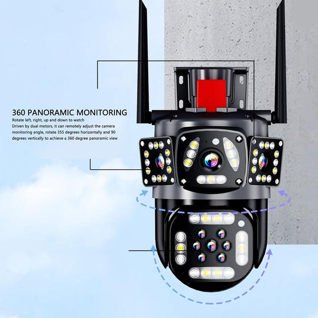 Wireless Security Cameras Outdoor, Solar Powered Security Camera with 3 Lenses