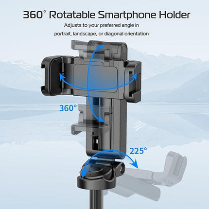 Bluetooth Selfie Stick Tripod with Remote, 360 Rotating Phone Holder for Desk