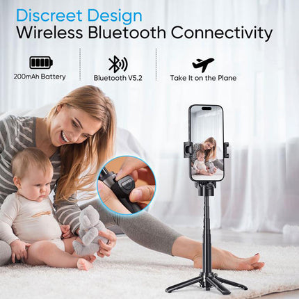 Bluetooth Selfie Stick Tripod with Remote, 360 Rotating Phone Holder for Desk – image 9
