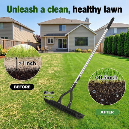 Lawn Dethatcher Rake, Heavy Duty Thatch Rakes with 15 Inch Dual Sided Head – image 6