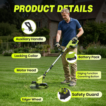 Cordless Weed Eater, 3 in 1 Cordless String Trimmer and Lawn Edger for Yard