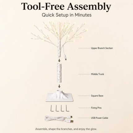 Outdoor Tree Lights, Warm White LED Birch Tree Lights with Remote
