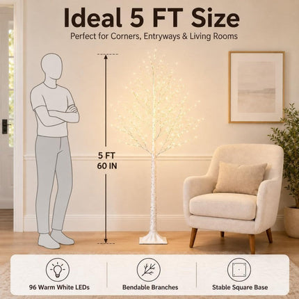 Outdoor Tree Lights, Lighted Birch Tree for Indoor and Holiday Decor – image 18