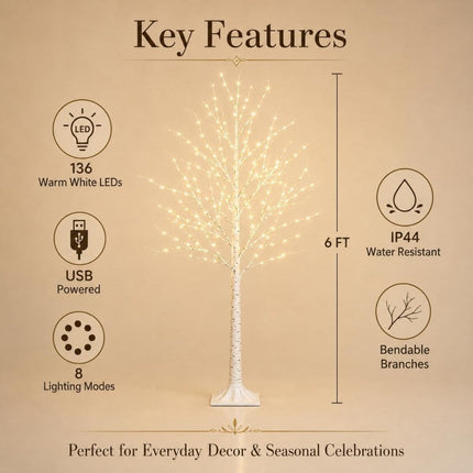 Outdoor Tree Lights, Lighted Birch Tree for Indoor and Holiday Decor – image 15