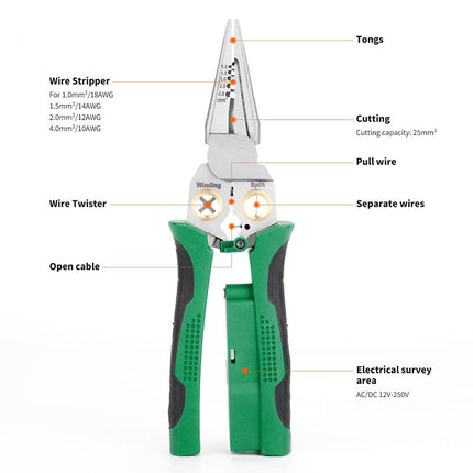 Wire Stripper Pliers with Voltage Tester, 8 in 1 Wire Stripper Tool