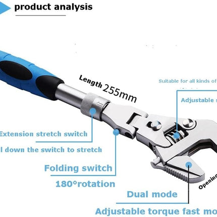 Adjustable Ratchet Wrench 10 Inch, 5 in 1 Adjustable Wrench with 180 Degree Ratchet Head, Adjustable Spanner – image 14