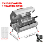Twin-Burner Plug-In BBQ Grill with Roasting Cage