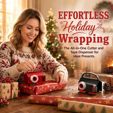 Wrapping Paper Cutter with Tape Dispenser, Gift Wrap Cutter Kit with Replacement Blades – image 8