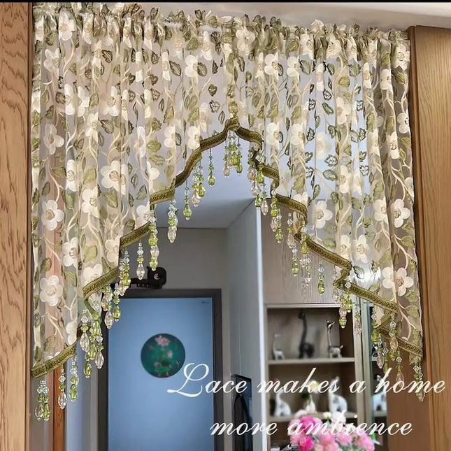 Sheer Curtains for Bedroom, Floral Lace Window Curtain 2 Panels, Tension Rod Curtain for Closet and Doorway_01