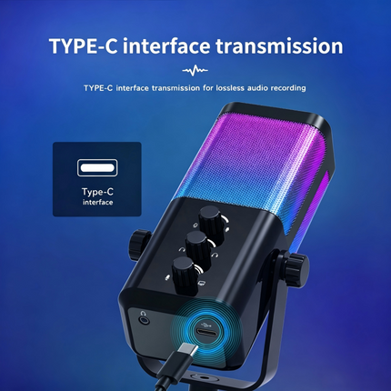 RGB Gaming Microphone, Computer Microphone for Streaming with Headphone Jack – image 9
