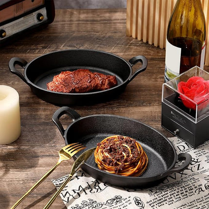 Small Cast Iron Skillet with Wooden Base, Sizzling Plate for Fajitas – image 9