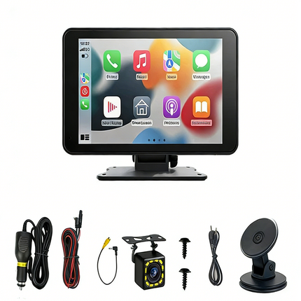 Car Stereo with Wireless CarPlay and Android Auto, Portable CarPlay Screen with Backup Camera