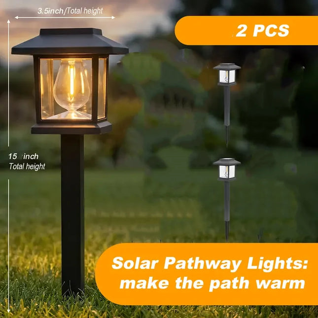 Outdoor Solar Lights for Yard, Waterproof Solar Pathway Lights, Solar Garden Lights for Driveway and Landscape, 2 Pack_01