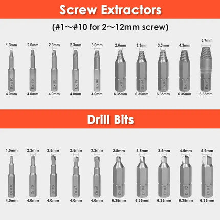 Screw Extractor Set, Easy Out Bolt Extractor Set with Drill Bits – image 12