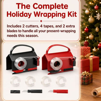 Wrapping Paper Cutter with Tape Dispenser, Gift Wrap Cutter Kit with Replacement Blades – image 10