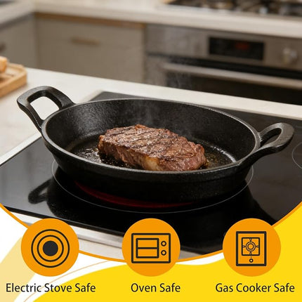 Small Cast Iron Skillet with Wooden Base, Pre Seasoned Cast Iron Pan – image 11