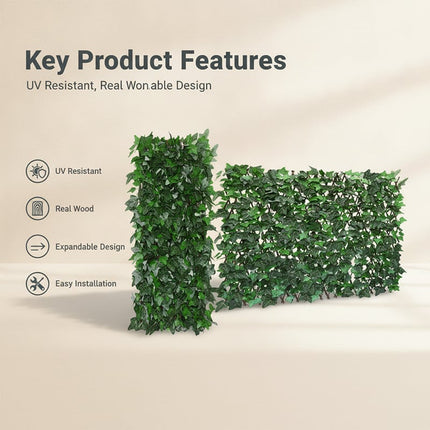 Expandable Faux Ivy Privacy Fence, Balcony Privacy Screen with Wood Lattice Frame – image 5