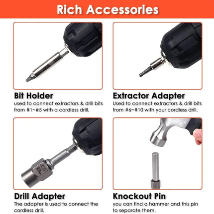 Screw Extractor Set, Easy Out Bolt Extractor Set with Drill Bits – image 14
