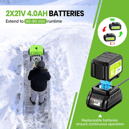Battery Powered Snow Shovel, Electric Snow Shovel with 2 Batteries – image 6