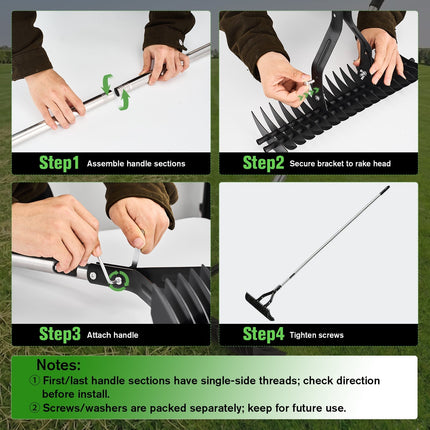 Lawn Dethatcher Rake, Metal Garden Rake for Lawn Thatch and Leaves – image 7
