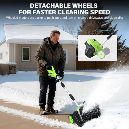 Electric Snow Shovel with 2 Batteries, 16 Inch Cordless Snow Blower for Driveway