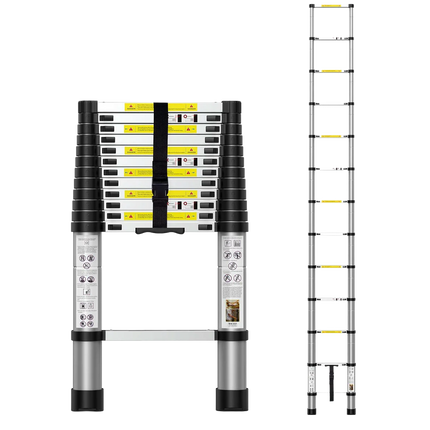 Aluminum Extension Ladder, Telescoping Ladder with Stabilizer Bar, Collapsible Folding Ladder 330 lb for Home Use – image 20