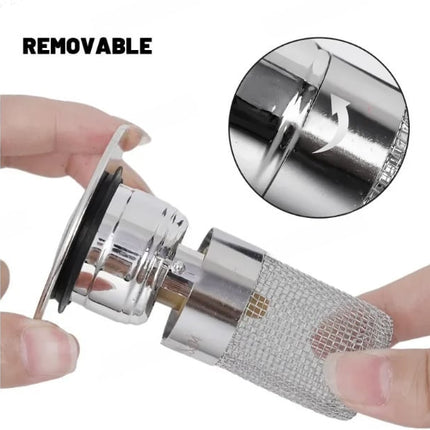 Bathtub Drain Stopper with Hair Catcher, Pop Up Sink Stopper for Bathroom Sink, Shower Drain Hair Catcher