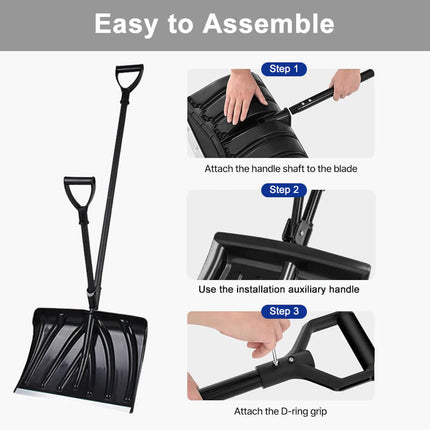 Snow Shovel for Driveway, Collapsible Snow Removal Tool with Metal Edge – image 8