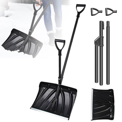 Snow Shovel for Driveway, 18 Inch Ergonomic Snow Shovel for Car, Collapsible Snow Removal Tool with Metal Edge