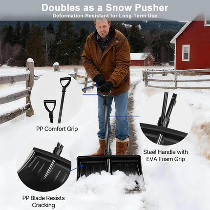 Snow Shovel for Driveway, 18 Inch Ergonomic Snow Shovel for Car – image 4