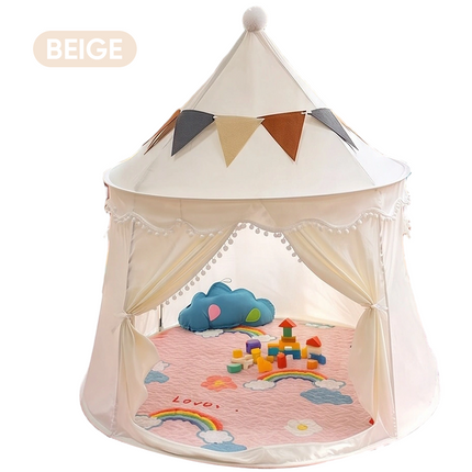 Kids Tent Castle with String Lights and Flags, Princess Tent with Storage Bag for 2 to 3 Children – image 13