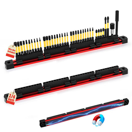 Magnetic Drill Bit Holder, Slidable Magnetic Tool Holder, Toolbox Organizer, Tool Organizer for Garage Storage