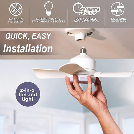 Ceiling Fan Light with Remote Control, Socket Fan Light Bulb for E26 Base