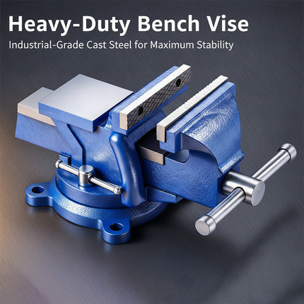Heavy Duty Bench Vise with Anvil, 360 Degree Swivel Base Workbench Vise
