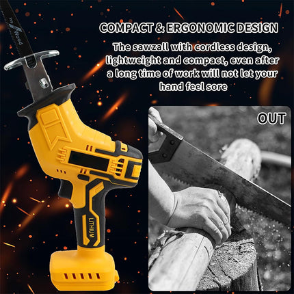 Cordless Reciprocating Saw with 4 Blades, Power Saw with LED Light