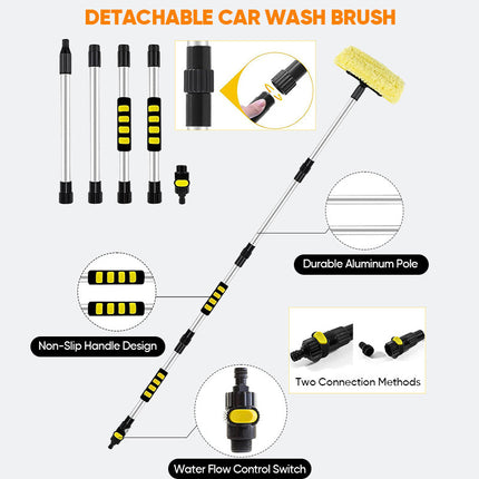Long Handle Car Wash Brush with Hose Attachment, Car Wash Supplies for Truck and RV