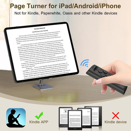 Bluetooth Page Turner Remote with Phone Stand, Camera Shutter Remote