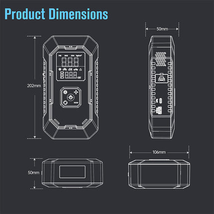 Portable Jump Starter, Car Battery Jump Starter with Portable Power Bank and LED Flashlight