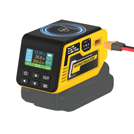 Adjustable Voltage Converter, DC Power Supply for DeWalt 20V Battery, Voltage Regulator with Wireless Charger and USB C