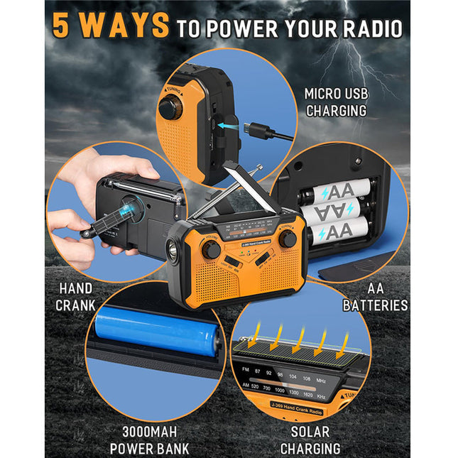 NOAA Weather Radio, Hand Crank Emergency Radio with Solar Panel and Power Bank