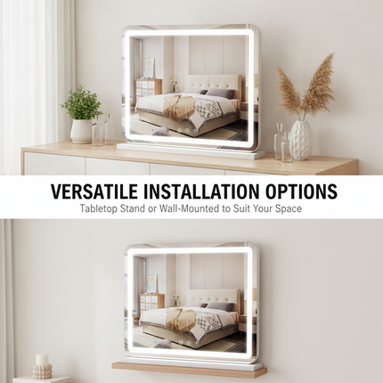 LED Vanity Mirror with Lights, Large Wall Mirror with Stand