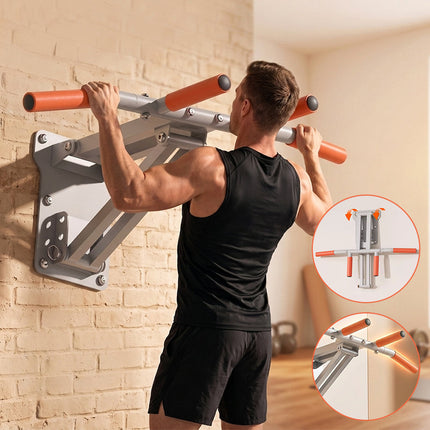 Wall Mounted Pull Up Bar, Foldable Chin Up Bar for Home Gym