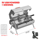 Twin-Burner Plug-In BBQ Grill with Skewer Set