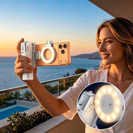 Mini Selfie Stick with LED Fill Light, Magnetic Phone Grip with Zoom Control – image 10
