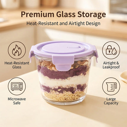 Glass Food Storage Bowl Set with Lids, Microwave Safe Containers – image 16