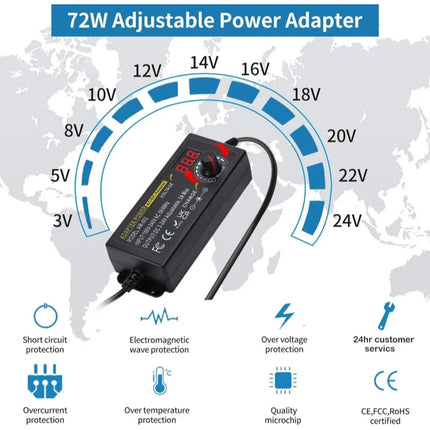 Variable DC Power Supply with Rotatable Voltage Knob